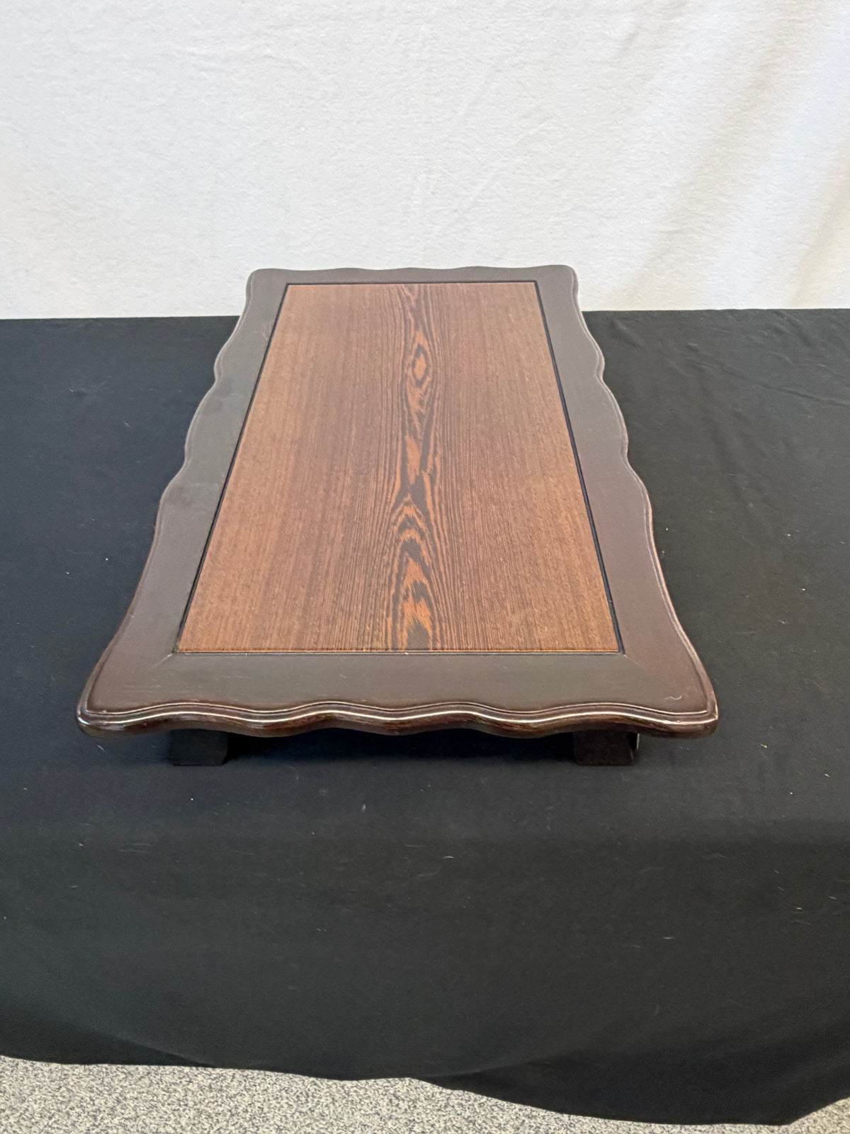 Low Japanese Display Table, 25" x 15", Wavy Edge, Figured Panel (21B)