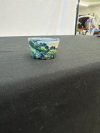 3x2.5 Inch Yuki Shoseki Hand-Painted Bonsai Pot – Fuji Landscape with Travelers