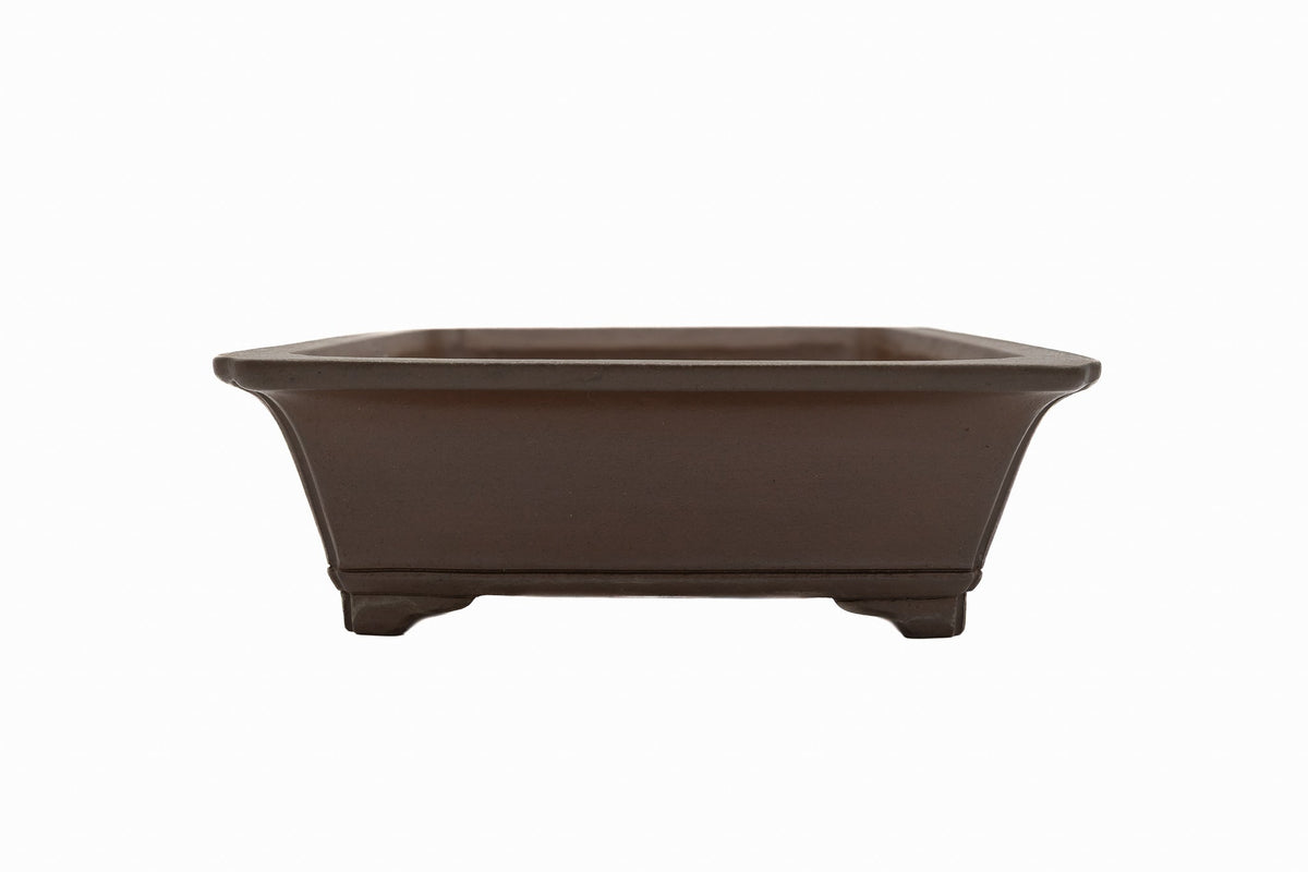17x14x5 Inch Gyouzan Rectangle Bonsai Pot #432 – Decorative Bottom Border, Glazed, Chop Mark