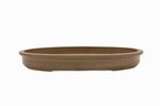 Large Oval Glazed Japanese Bonsai Pot – Suzuki Suzan Kiln Double Chop, Flared Thick Rim, Smooth Corners