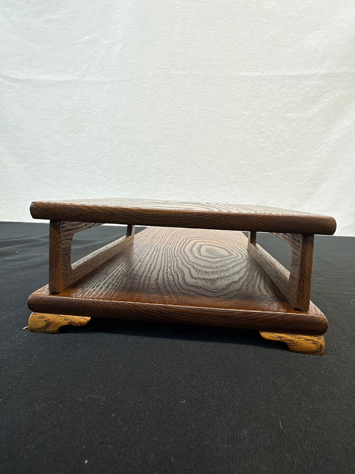 Two-Level Japanese Display Stand, Light Figured Hardwood, 20" Long