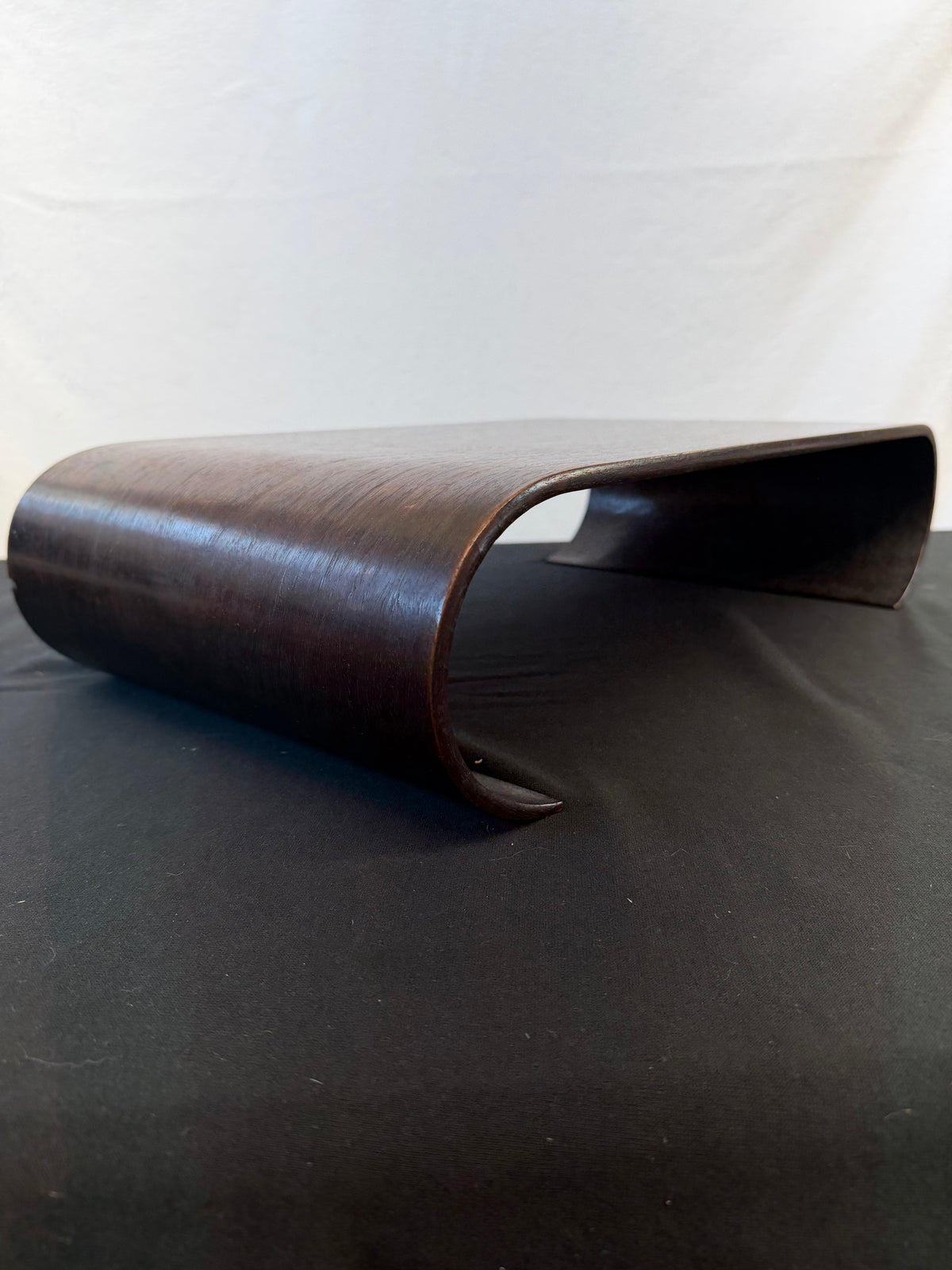 Japanese Scroll-Form Display Stand, Bent Hardwood, Seal Marked