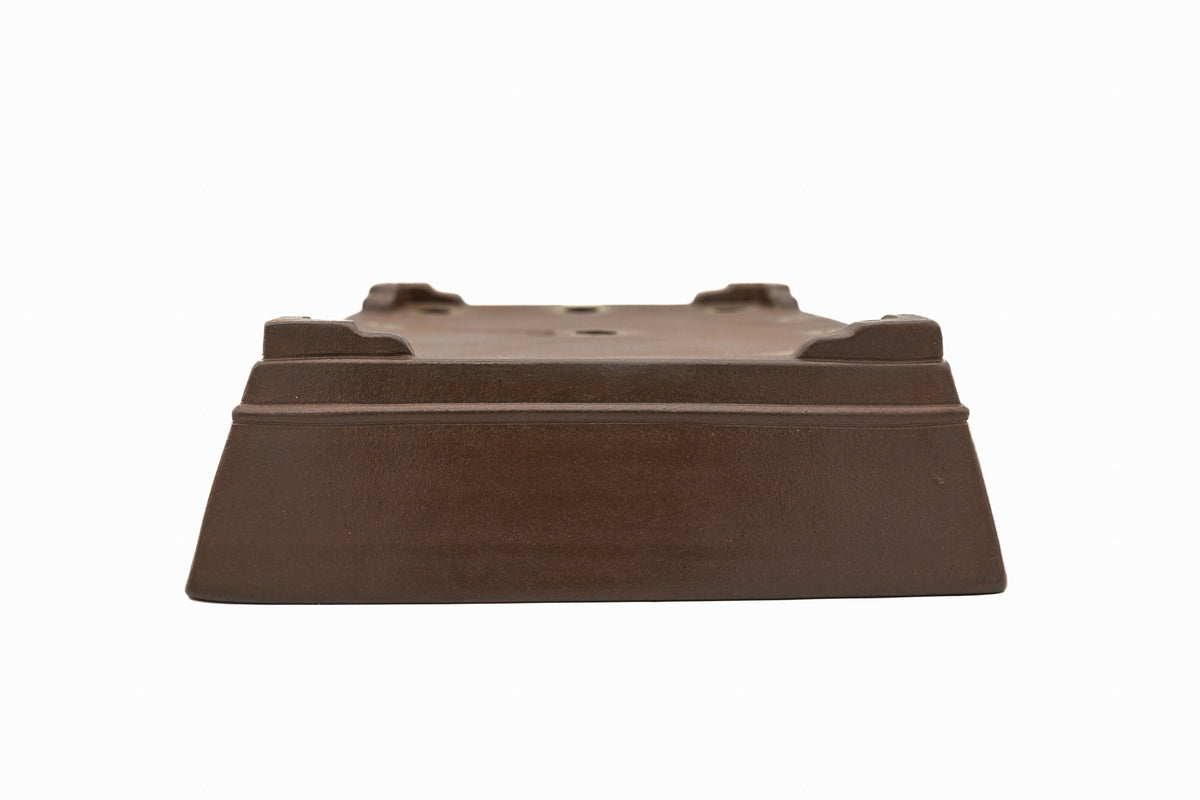 16x13x4 Inch Gyouzan Rectangle Bonsai Pot #388 – Bottom Border, Glazed, Chop Mark
