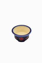 Small Round Ruri Blue Glazed Japanese Bonsai Pot – Biko Kiln, Medallion Chop, Competition Quality, Square Cut Feet