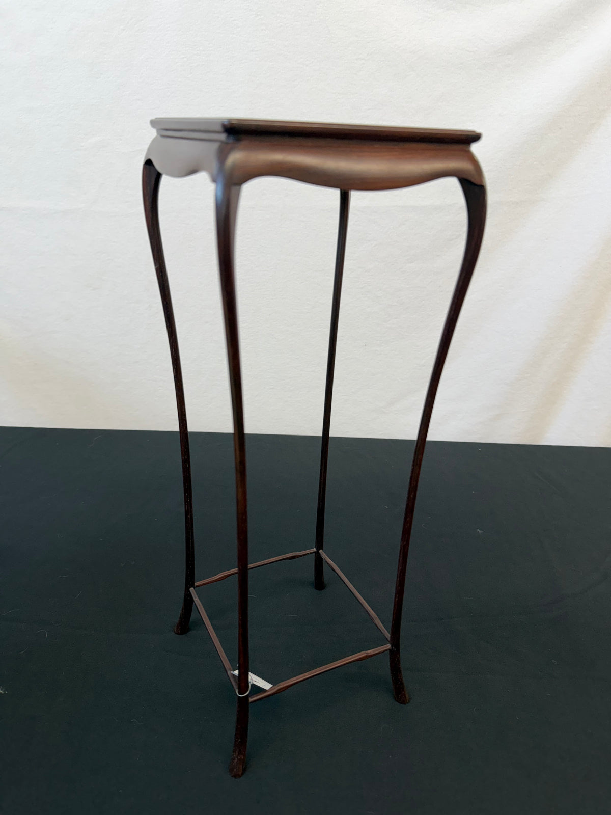 Tall Cabriole-Leg Hardwood Stand, Signed and Seal Marked