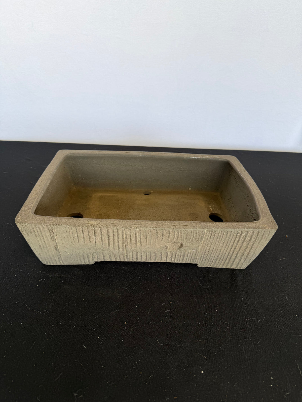 15x10.5x4 Inch Yamaaki Rectangle Bonsai Pot – Unglazed, Nail Signed