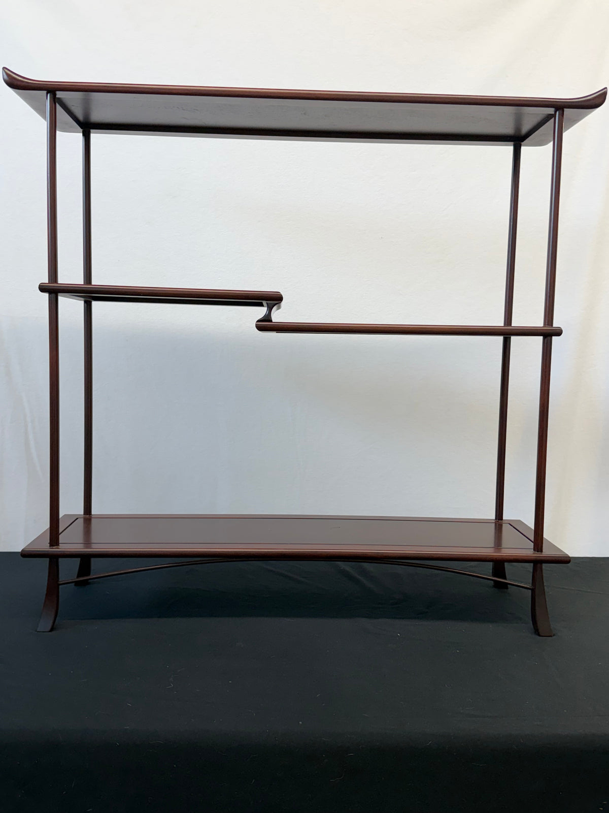 Japanese Rosewood Display Shelf (Kazaridana), Scroll-Linked Shelves, Signed