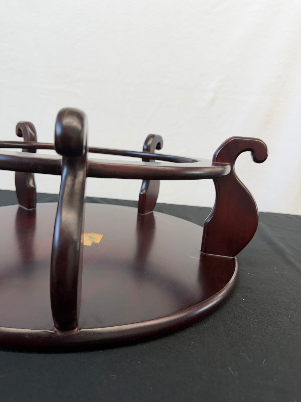 Round Japanese Rosewood Display Stand, 17.75", Scroll Feet