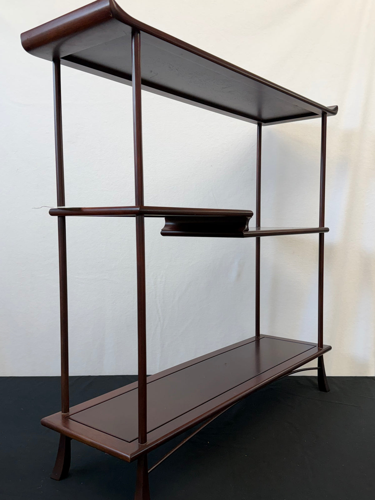 Japanese Rosewood Display Shelf (Kazaridana), Scroll-Linked Shelves, Signed