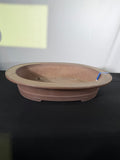 22x18.5x4 Inch Itukoudou Oval Bonsai Pot – Unglazed, Wide Flared Rim, Banded Body