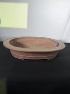 22x18.5x4 Inch Itukoudou Oval Bonsai Pot – Unglazed, Wide Flared Rim, Banded Body