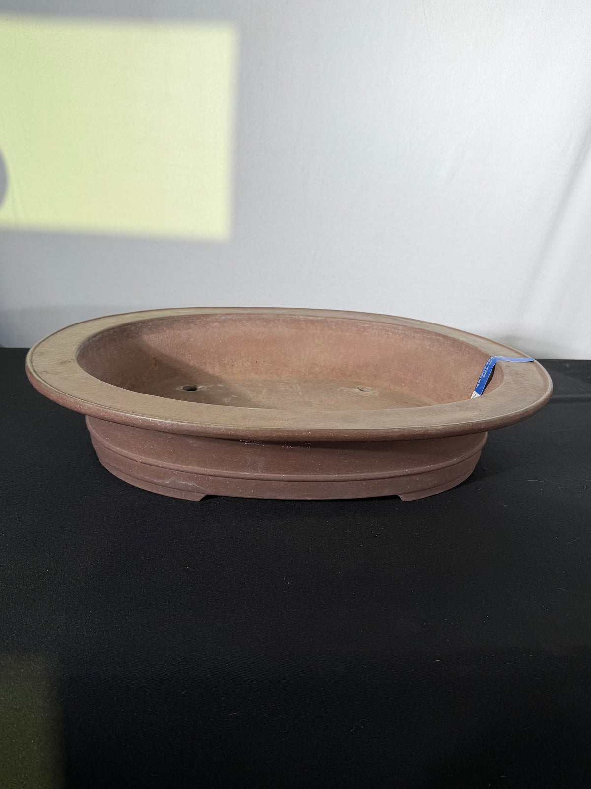 22x18.5x4 Inch Itukoudou Oval Bonsai Pot – Unglazed, Wide Flared Rim, Banded Body