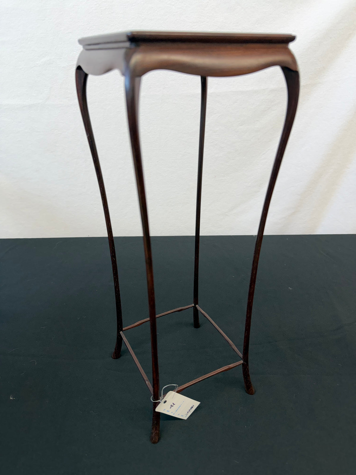 Tall Cabriole-Leg Hardwood Stand, Signed and Seal Marked