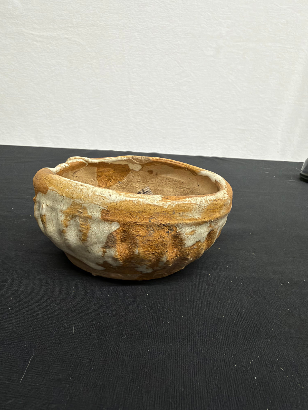 5x4x2.5 Inch Tiezan Hand-Built Bonsai Pot – Rustic White Glaze over Toasted Clay