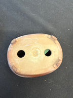 4x3x1.25 Inch Tousui Oval Bonsai Pot – Satin Brown Glaze, Iron Speckle