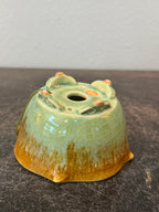 Fuka (Kiyoshi Koiwai) Lotus-Rim Shohin – Amber over Celadon Crackle