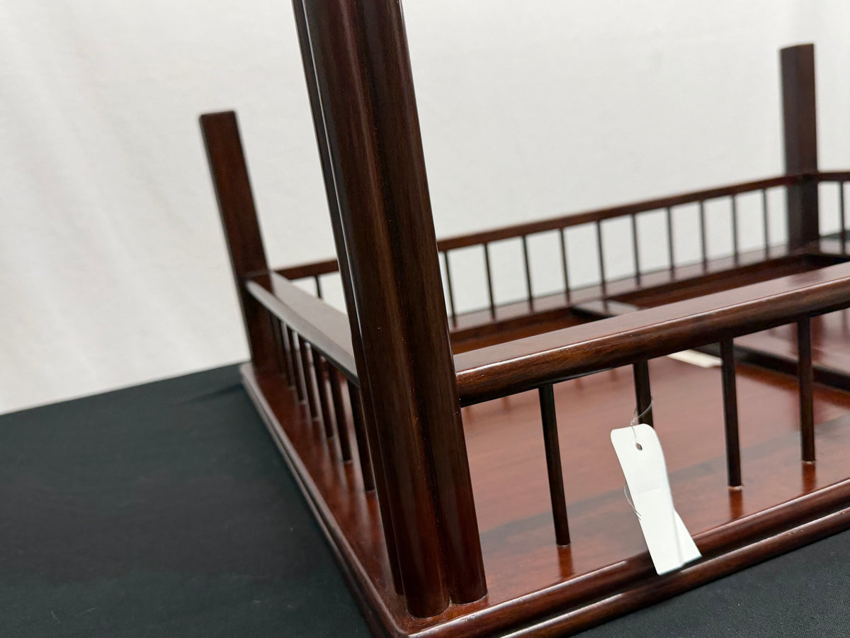 Japanese Rosewood Display Table, 26" x 17.75", Spindle Gallery, Fluted Legs