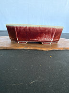 7x5x2 Inch Koyo Octagonal Bonsai Pot #642 – Cinnabar Glaze, Fan Stamp
