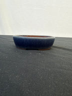 4.25x3.5 Inch Yozan Oval Bonsai Pot – Cobalt Blue Glaze