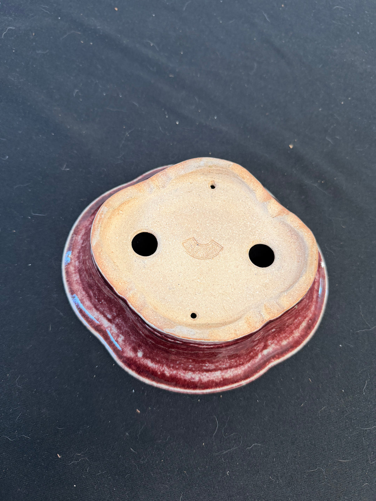 9x7 Inch Koyo Rinka Bonsai Pot – Cinnabar Glaze, Chop Marked