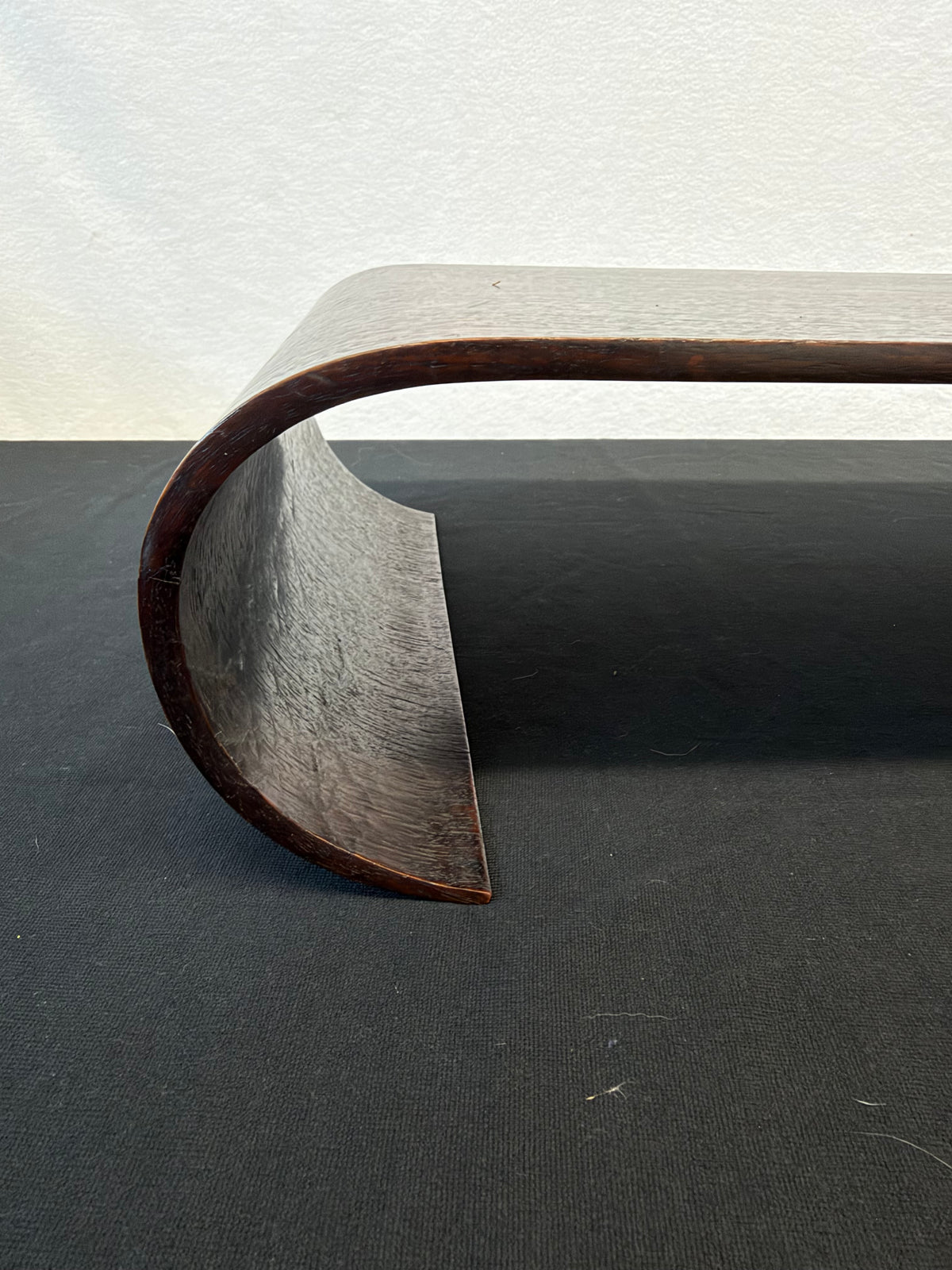 Japanese Scroll-Form Display Stand, Bent Hardwood, Seal Marked