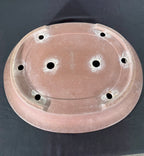 22x18.5x4 Inch Itukoudou Oval Bonsai Pot – Unglazed, Wide Flared Rim, Banded Body
