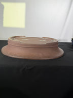 22x18.5x4 Inch Itukoudou Oval Bonsai Pot – Unglazed, Wide Flared Rim, Banded Body