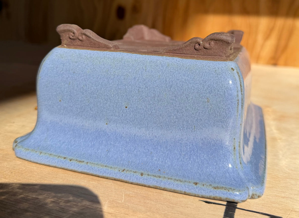3rd Generation Yamaaki Rectangle – Sky-Blue Glaze, Cloud Feet, Nail Signed