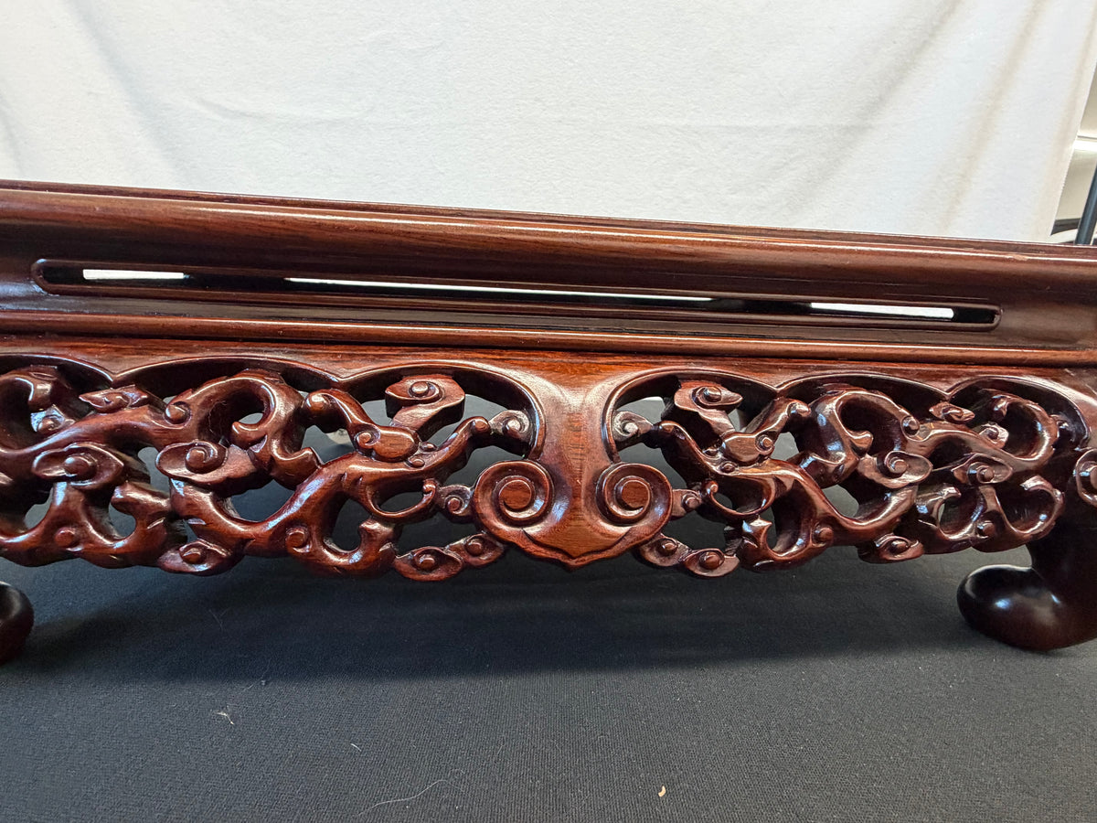 Carved Japanese Hardwood Display Table, Cloud-Scroll Apron