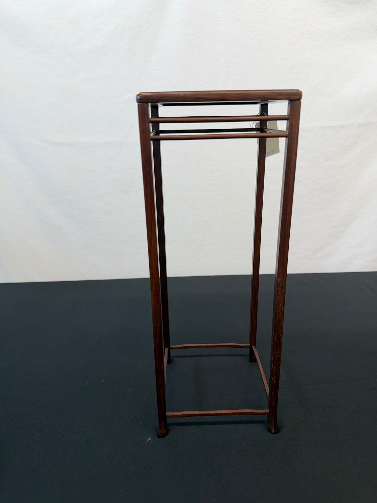 Tall Square Hardwood Stand with Double Rails, Seal Marked