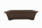 Large Rectangular Glazed Japanese Bonsai Pot – Gyouzan Kiln, Smooth Texture, Bold Form, Sharp Lines, Bottom Border, Chop Mark