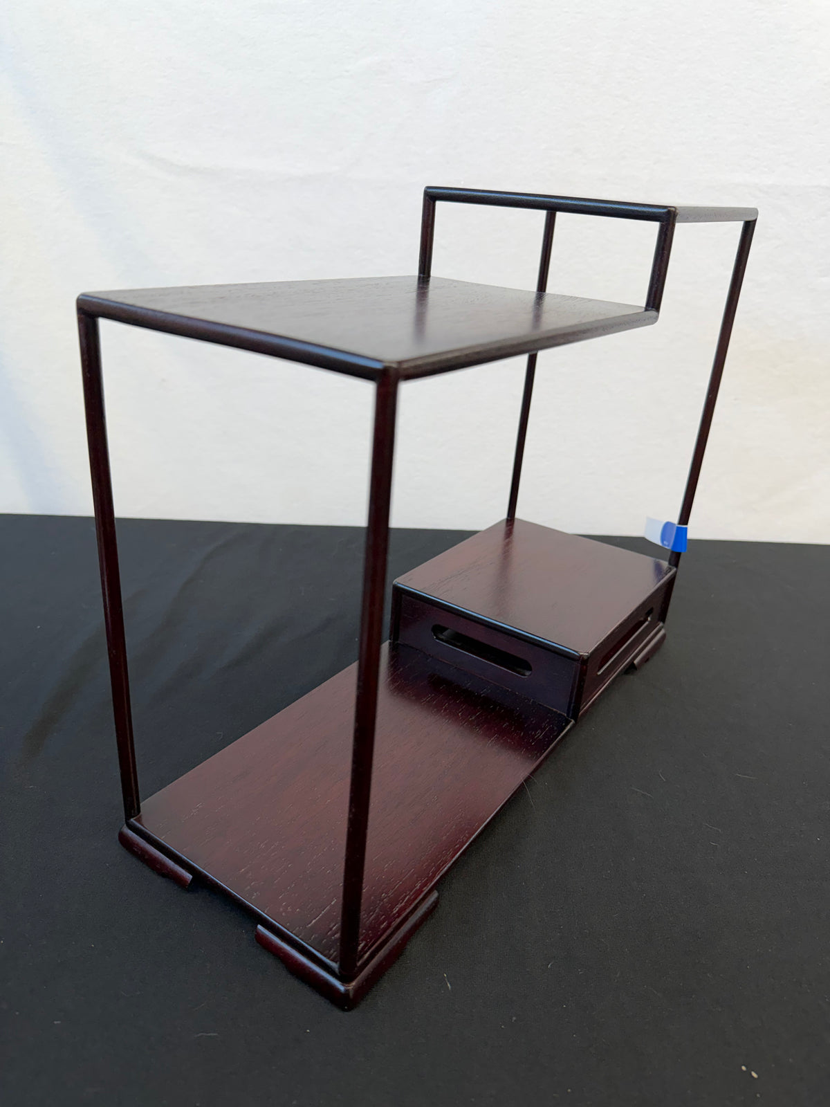Japanese Rosewood Stepped Display Shelf, Artist Signed