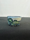 3x2.5 Inch Yuki Shoseki Hand-Painted Bonsai Pot – Fuji Landscape with Travelers