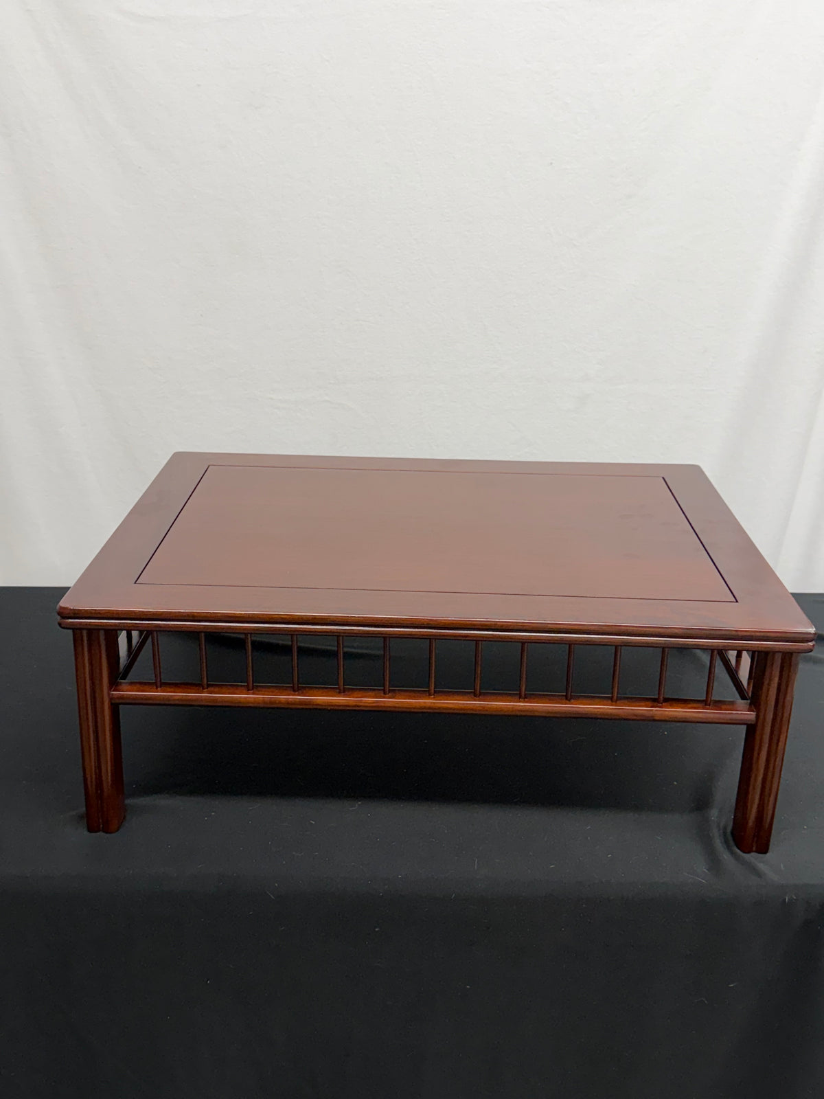 Japanese Rosewood Display Table, 26" x 17.75", Spindle Gallery, Fluted Legs