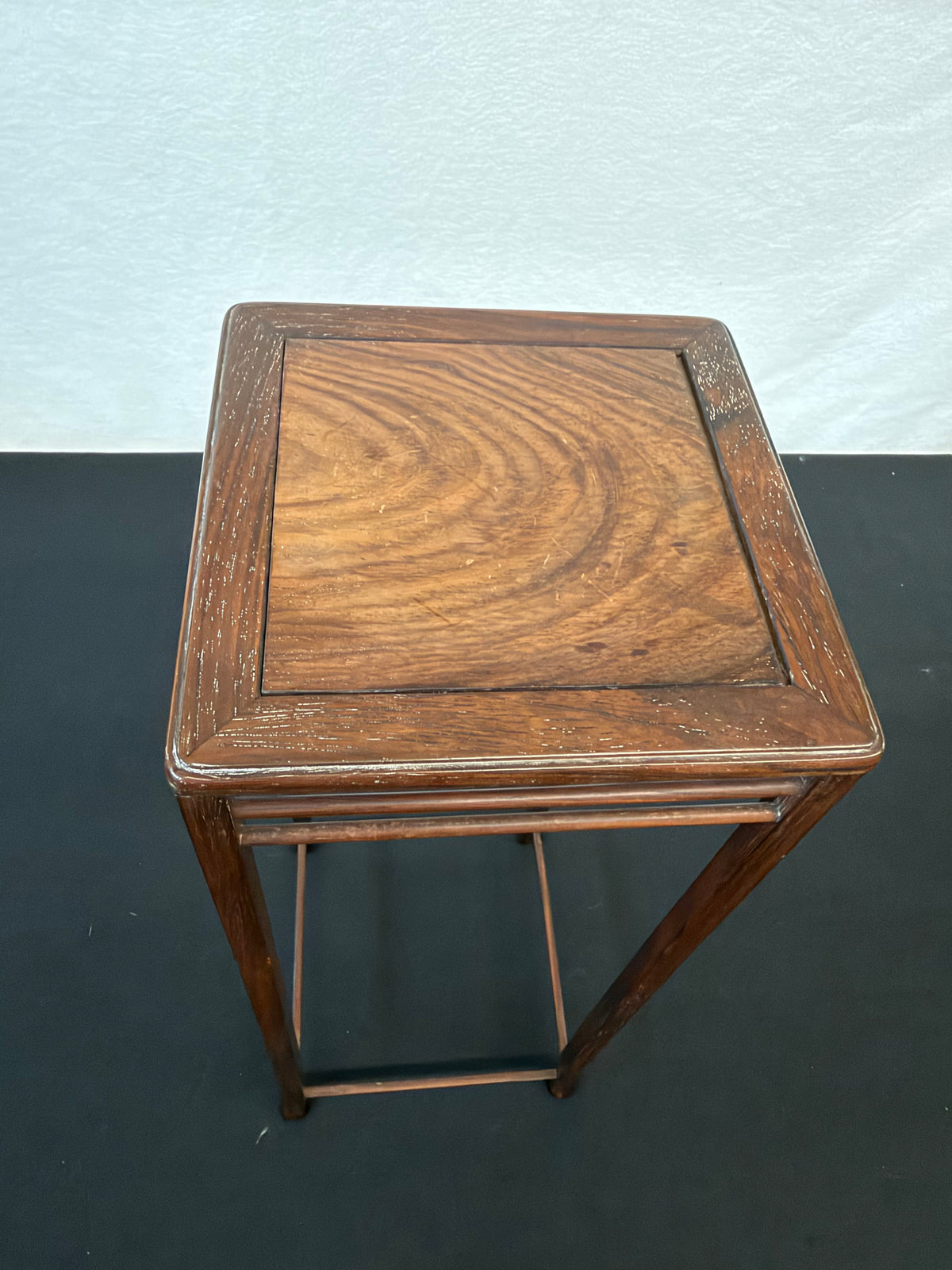 Tall Square Hardwood Stand with Double Rails, Seal Marked