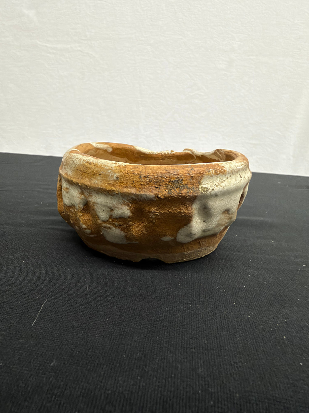 5x4x2.5 Inch Tiezan Hand-Built Bonsai Pot – Rustic White Glaze over Toasted Clay