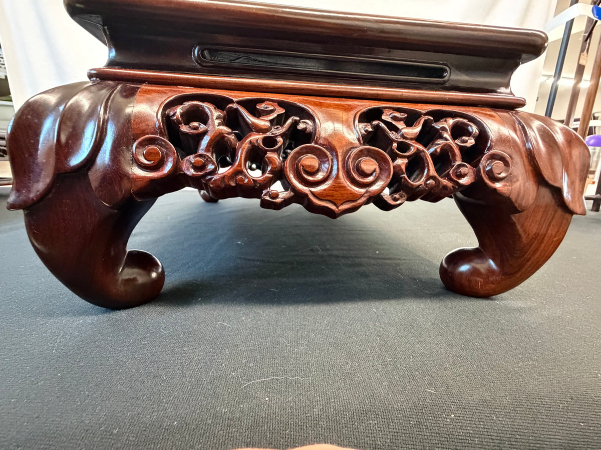 Carved Japanese Hardwood Display Table, Cloud-Scroll Apron