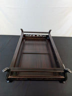 Low Japanese Rosewood Display Table, 29.5" x 17", Carved Scroll Corner Ears