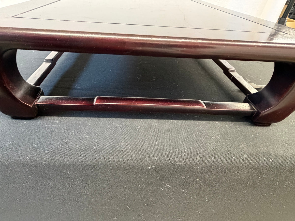 Low Japanese Rosewood Display Table, 23" x 16", Open Scroll Legs