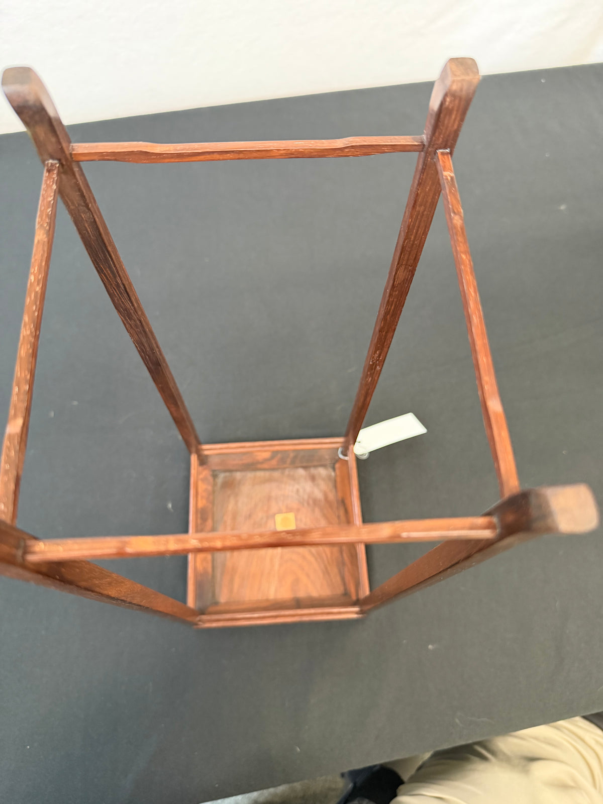 Tall Square Hardwood Stand with Double Rails, Seal Marked
