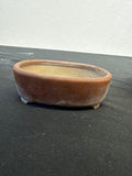 4x3x1.25 Inch Tousui Oval Bonsai Pot – Satin Brown Glaze, Iron Speckle