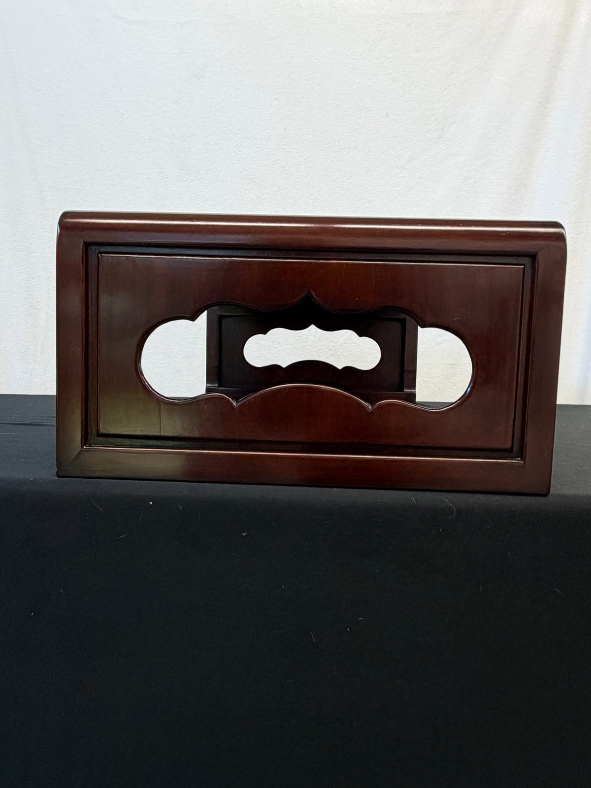 Japanese Rosewood Waterfall Display Table, 27.5" x 19", Cloud-Cut Panel Ends