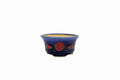 Small Round Ruri Blue Glazed Japanese Bonsai Pot – Biko Kiln, Medallion Chop, Competition Quality, Square Cut Feet