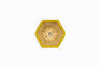 Small Hexagon Yellow Glazed Biko Kiln Japanese Bonsai Pot – Vintage Medallion, Chop and Nail Signed