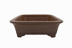 Large Rectangular Glazed Japanese Bonsai Pot – Gyouzan Kiln, Hand Formed, Thick Flat Rim, Chop and Nail Signed