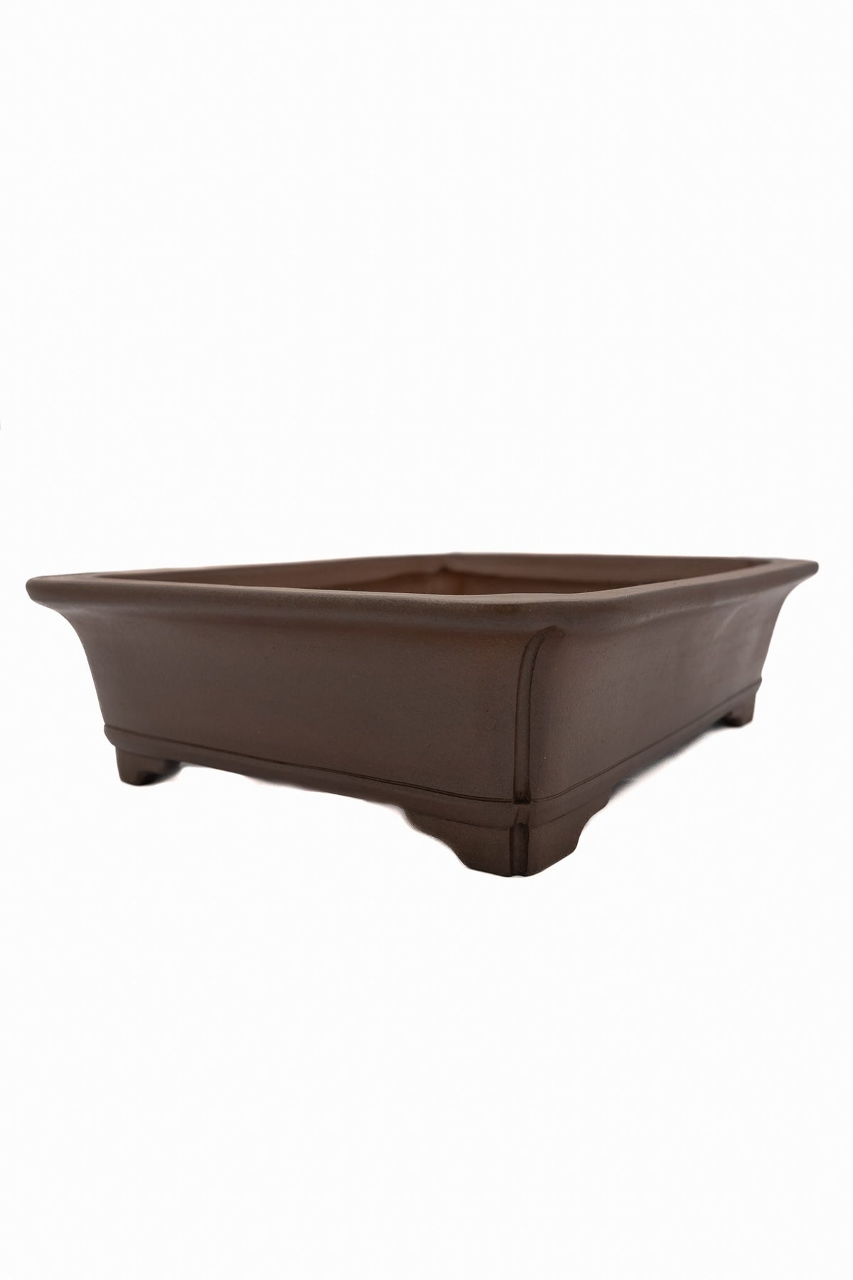 Large Rectangular Glazed Japanese Bonsai Pot – Gyouzan Kiln, Hand Formed, Thick Flat Rim, Chop and Nail Signed