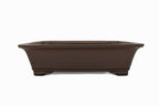 Large Rectangular Glazed Japanese Bonsai Pot – Gyouzan Kiln, Smooth Texture, Bold Form, Sharp Lines, Bottom Border, Chop Mark