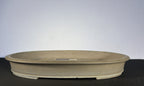 24x18x3.5 Inch Kiezan Oval Bonsai Pot – Matte Grey-Brown, Flared Rim, Stamped Chop
