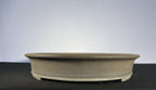 24x18x3.5 Inch Kiezan Oval Bonsai Pot – Matte Grey-Brown, Flared Rim, Stamped Chop