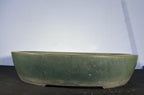 23x19x5 Inch Yamaaki Oval Bonsai Pot – Deep Green Glaze, Stamped Chops